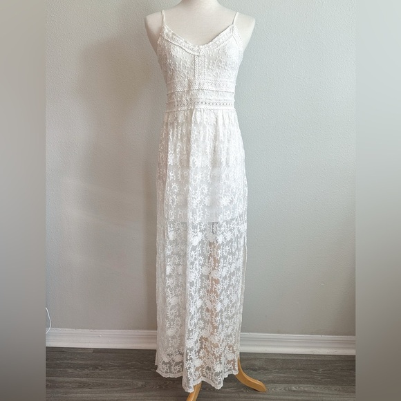 NWT Altar’d State Cami Strap White Lace Maxi Dress | Size XS Extra Smalll - Picture 2 of 7